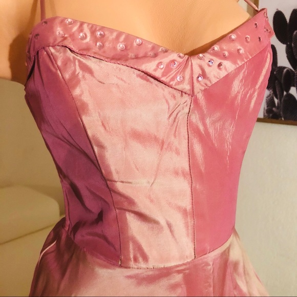 Betsey Johnson satin midi twirl 50’s rhinestone - Picture 4 of 5